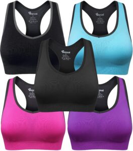 baomosi women's seamless racerback sports bra high impact support yoga gym workout fitness black blue grey purple rose red m