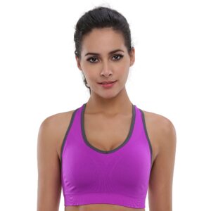 BAOMOSI Women's Seamless Racerback Sports Bra High Impact Support Yoga Gym Workout Fitness Black Blue Grey Purple Rose Red M