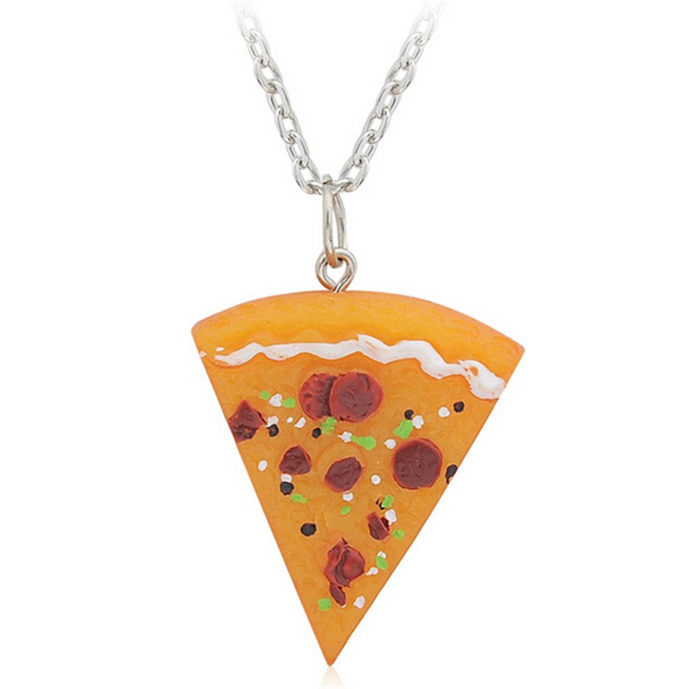 LUVI Fusicase 6pcs/lot Bling Silver Friend Friendship Couple Pizza Metal Necklace(Orange)