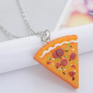 LUVI Fusicase 6pcs/lot Bling Silver Friend Friendship Couple Pizza Metal Necklace(Orange)