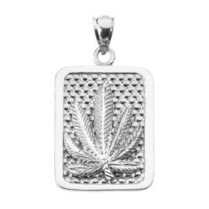 925 sterling silver pot cannabis charm marijuana leaf engravable pendant