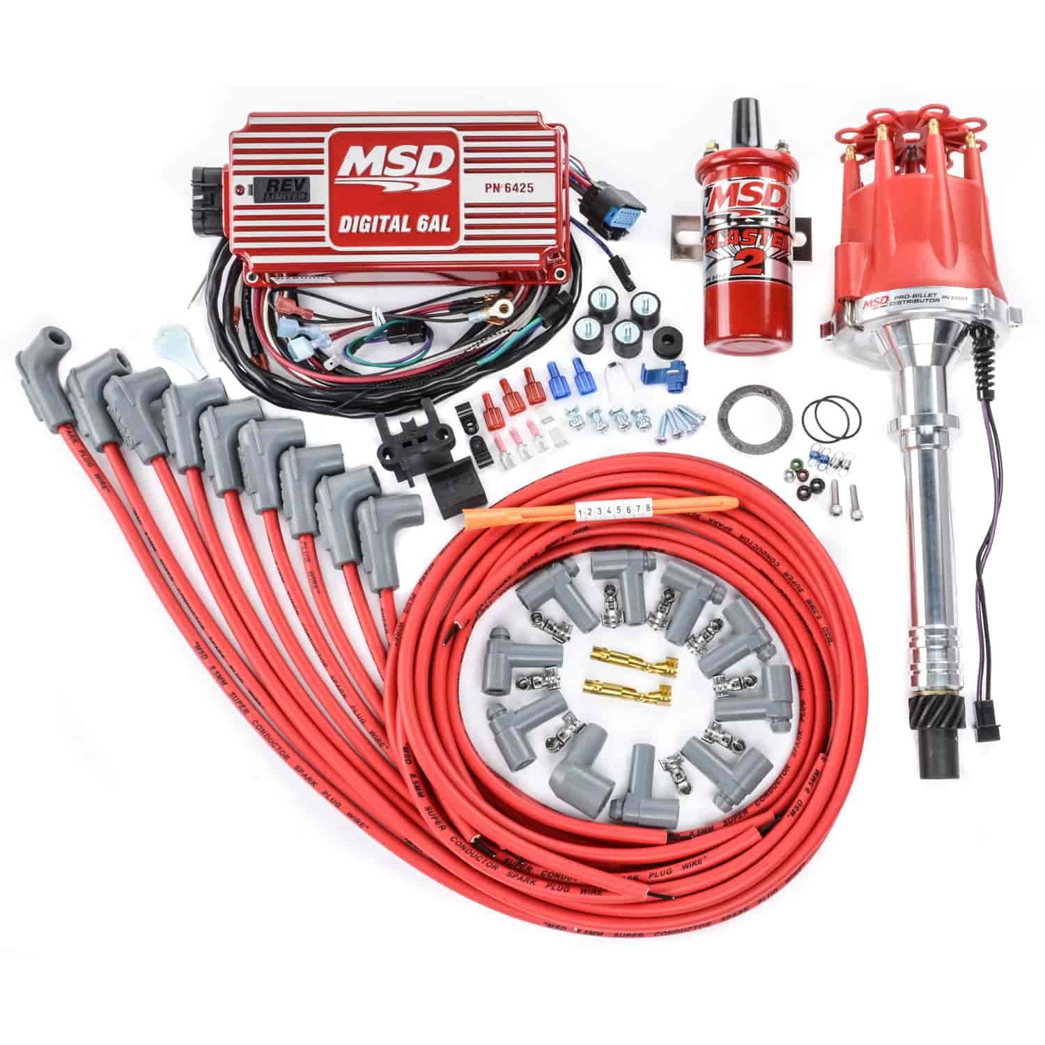 MSD 85551K Ignition Kit Includes Distributor 6AL Ignition Box Blaster 2 Coil