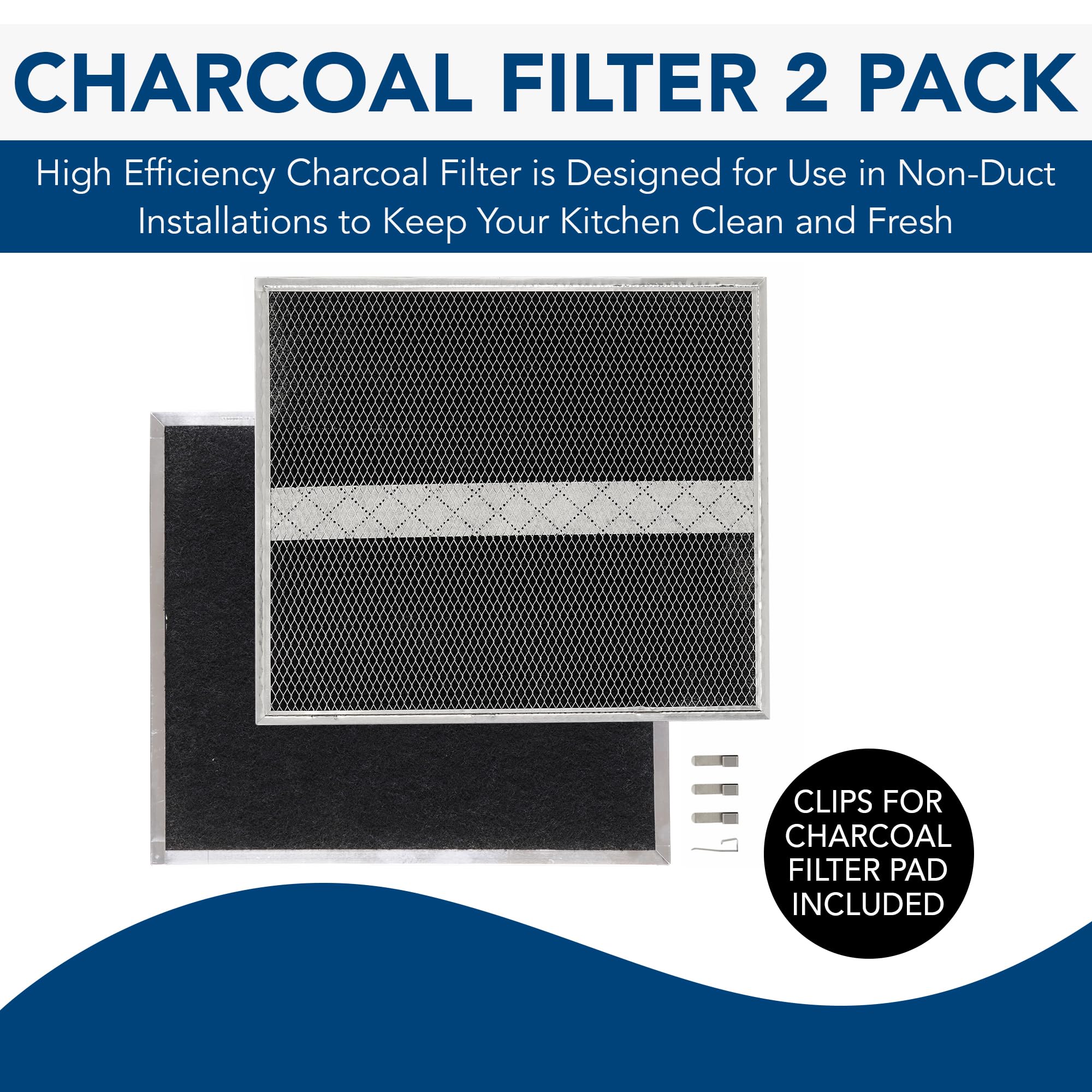 Broan-NuTone HPF30 Replacement Charcoal Filter (XC) for Dual Filter Ductless Range Hoods, Carbon Air Filter, Set of 2