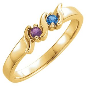 GNGJewel Family Mothers Ring 2 to 5 Birthstones 10k White,Yellow or Rose Gold FREE ENGRAVING