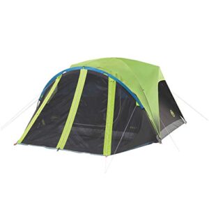 coleman carlsbad dark room camping tent with screened porch, 4/6 person tent blocks 90% of sunlight and keeps inside cool, weatherproof tent with easy setup and screened-in porch