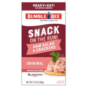 Bumble Bee Snack On The Run Ham Salad with Crackers Kit, 3.5 oz (Pack of 12) - Ready to Eat, Spoon Included - Shelf Stable & Convenient Protein Snack