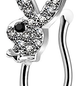 Nose Clip Clip On Non Piercing Nose Ring CZ Paved Licensed Playboy Bunny