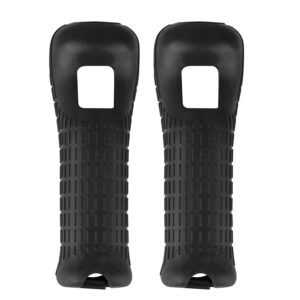 Jadebones 2X Black Silicone Skin Case Cover with Wrist Strap for Wii Remote Controller