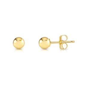 14k yellow gold polished ball stud earrings with butterfly pushback (3mm)…