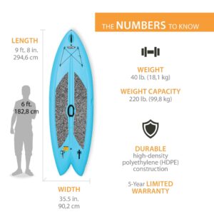 Lifetime Freestyle Hard Shell Paddleboard with Paddle, 9'8"/X-Large, Glacier Blue