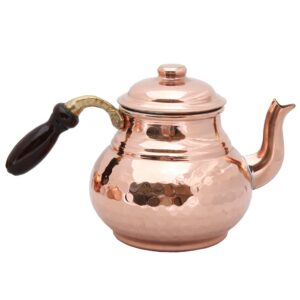 Copper Teapots with Lids and Wood Handle, Teapot Warmer, Copper Heater, Copper Teapots, Hammered Copper Tea Pot, Turkish Tea, Copper Pot, Samovar (With Warmer)