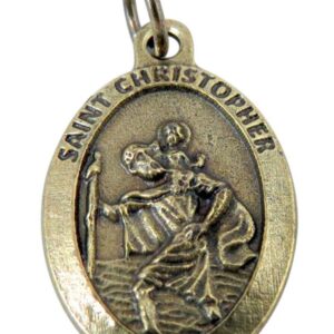 Religious Gifts Bronze Tone Patron of Travel Saint Christopher Pray for Us Medal, 1 Inch