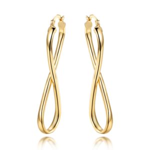 barzel 18k gold plated infinity crazy 8 hoop earrings (gold)