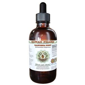 hawaiipharm california poppy alcohol-free liquid extract, nervous system calming and support. glycerite 2 fl.oz