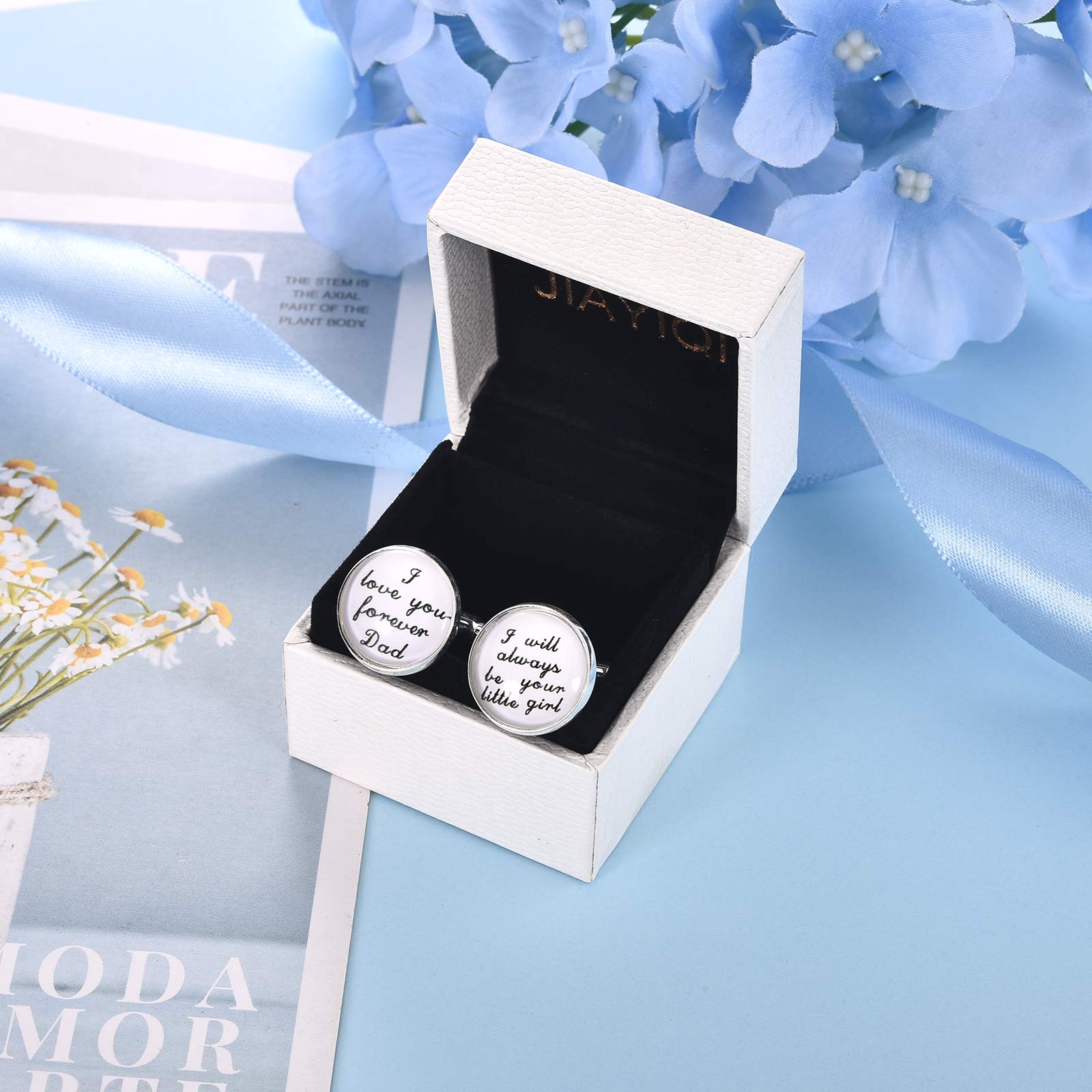 JIAYIQI Cufflinks for Dad from Bride I love You forever Dad Cufflinks Sweet Words Cufflinks for Men