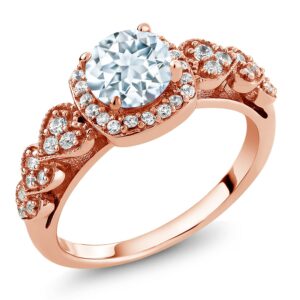 Gem Stone King 18K Rose Gold Plated Silver Sky Blue Aquamarine Ring For Women (1.07 Cttw, Gemstone Birthstone, Available In Size 5, 6, 7, 8, 9)