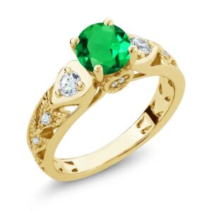 gem stone king 18k yellow gold plated silver round 6mm gemstone birthstone engagement ring | wedding anniversary promise ring for women | available in size 5, 6, 7, 8, 9