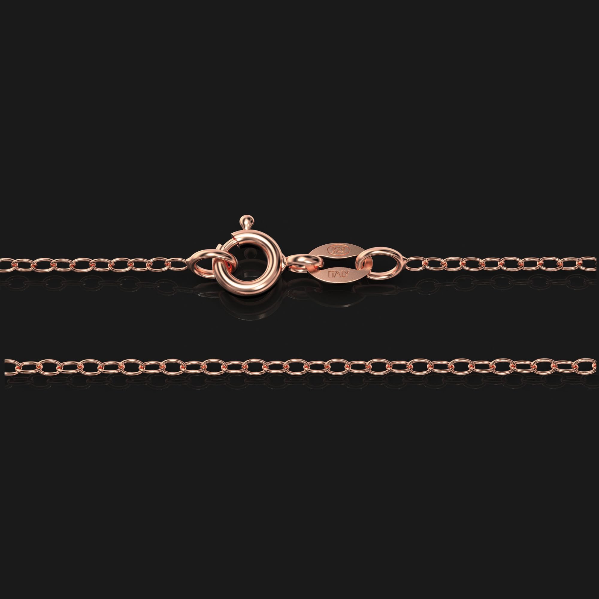 Bling For Your Buck Rose Gold-Tone over Sterling Silver 1.2mm Very Thin Italian Cable Chain Necklace - 16"