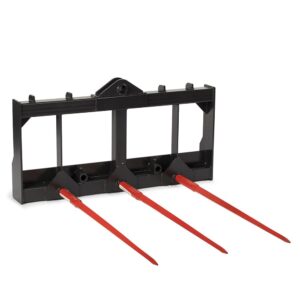 Titan Attachments HD Skid Steer Hay Frame Attachment, Three 43" Hay Spears, Rated 4,000 LB, Quick Tach Mounting, Hay Handing Equipment for Bobcat Tractors