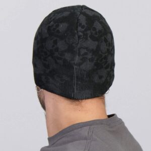 Hot Leathers KHB1036-13404 Ancient Skulls Knit Cap (Black, One Size)