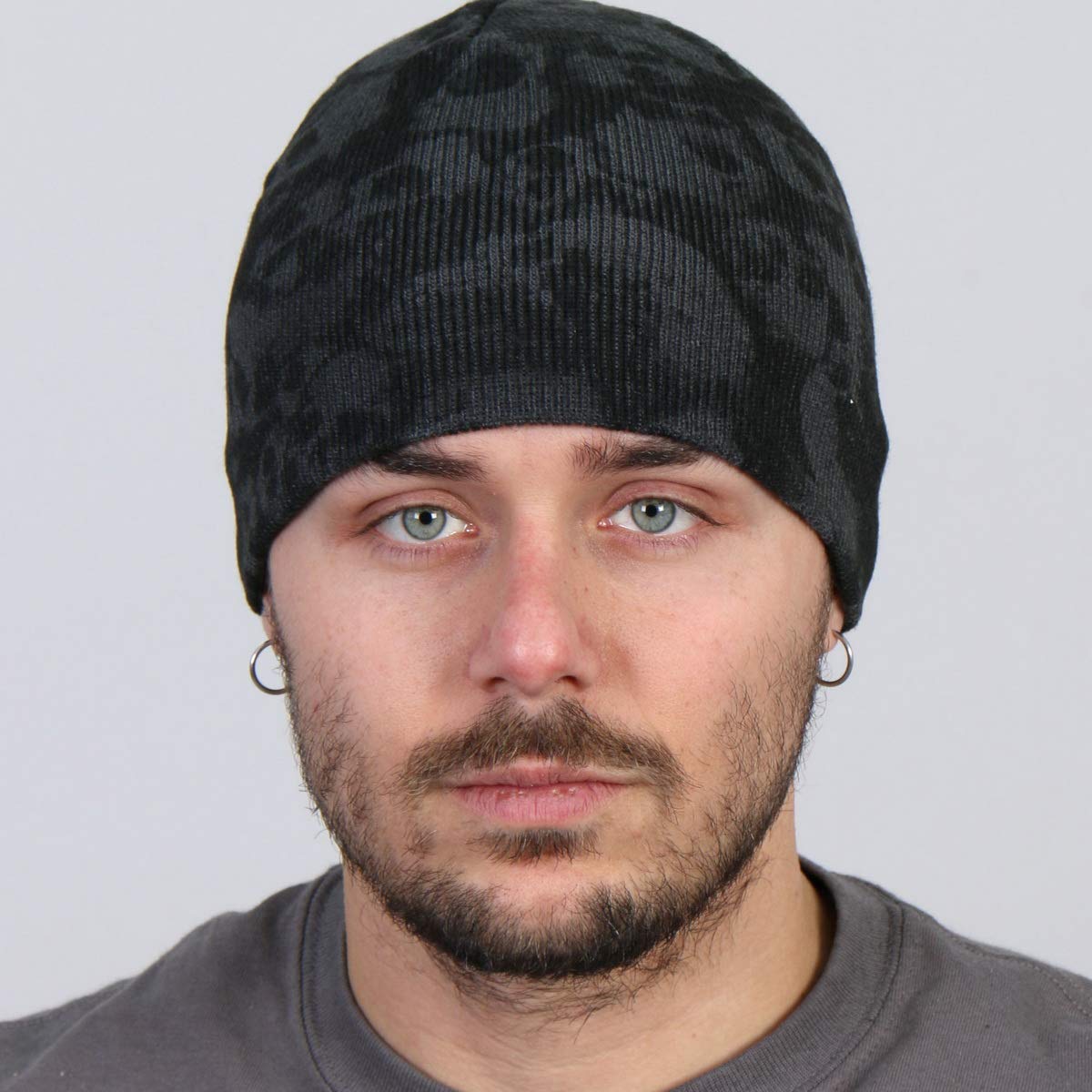 Hot Leathers KHB1036-13404 Ancient Skulls Knit Cap (Black, One Size)