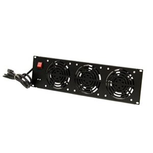 NavePoint Rack Mount Server Cabinet 3 Fan Cooling Panel System Unit 110V Black 3U