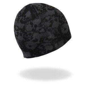 Hot Leathers KHB1036-13404 Ancient Skulls Knit Cap (Black, One Size)