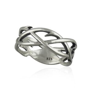 FashionJunkie4Life Sterling Silver Crown of Thorns Ring, Sizes 7-13 Unisex (13)