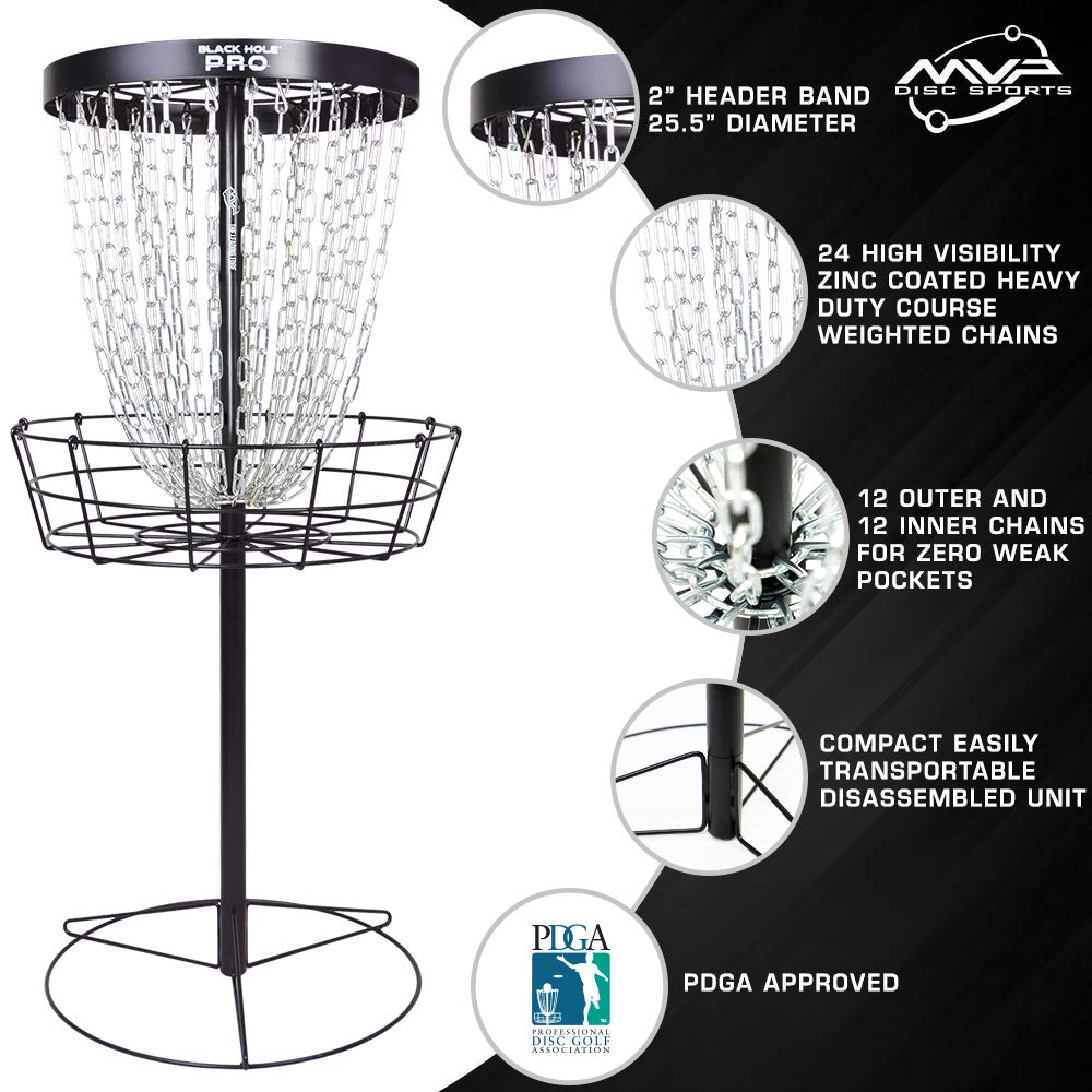 MVP Disc Sports Black Hole Pro 24-Chain Portable Disc Golf Basket Target