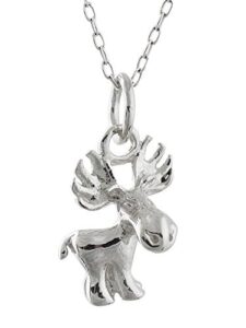 fashionjunkie4life sterling silver moose necklace, 18" cable chain | gifts for men & women | birthday gift for men and women