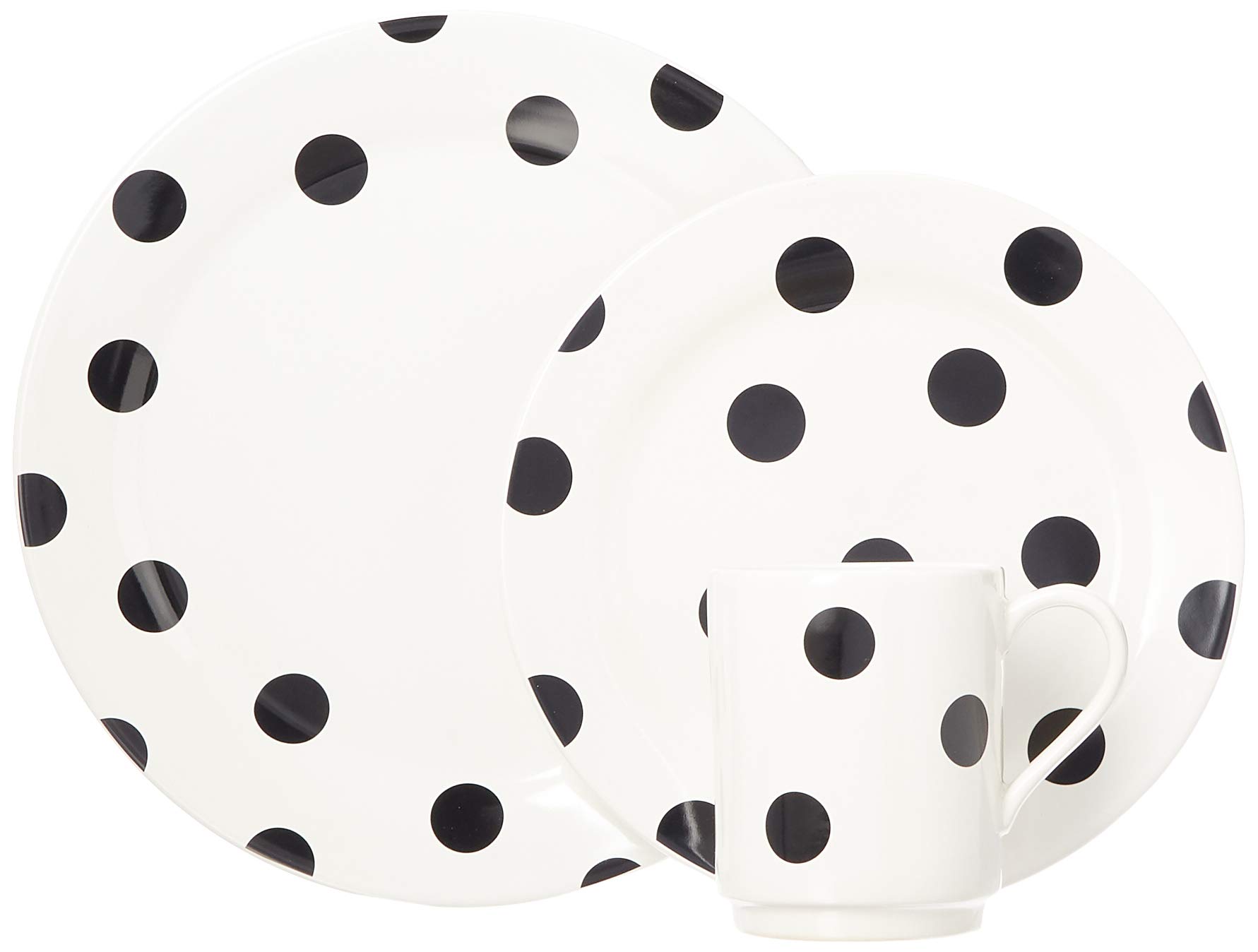 Kate Spade New York Deco Dot 12-Piece Dinnerware Set, 18.3 LB, White