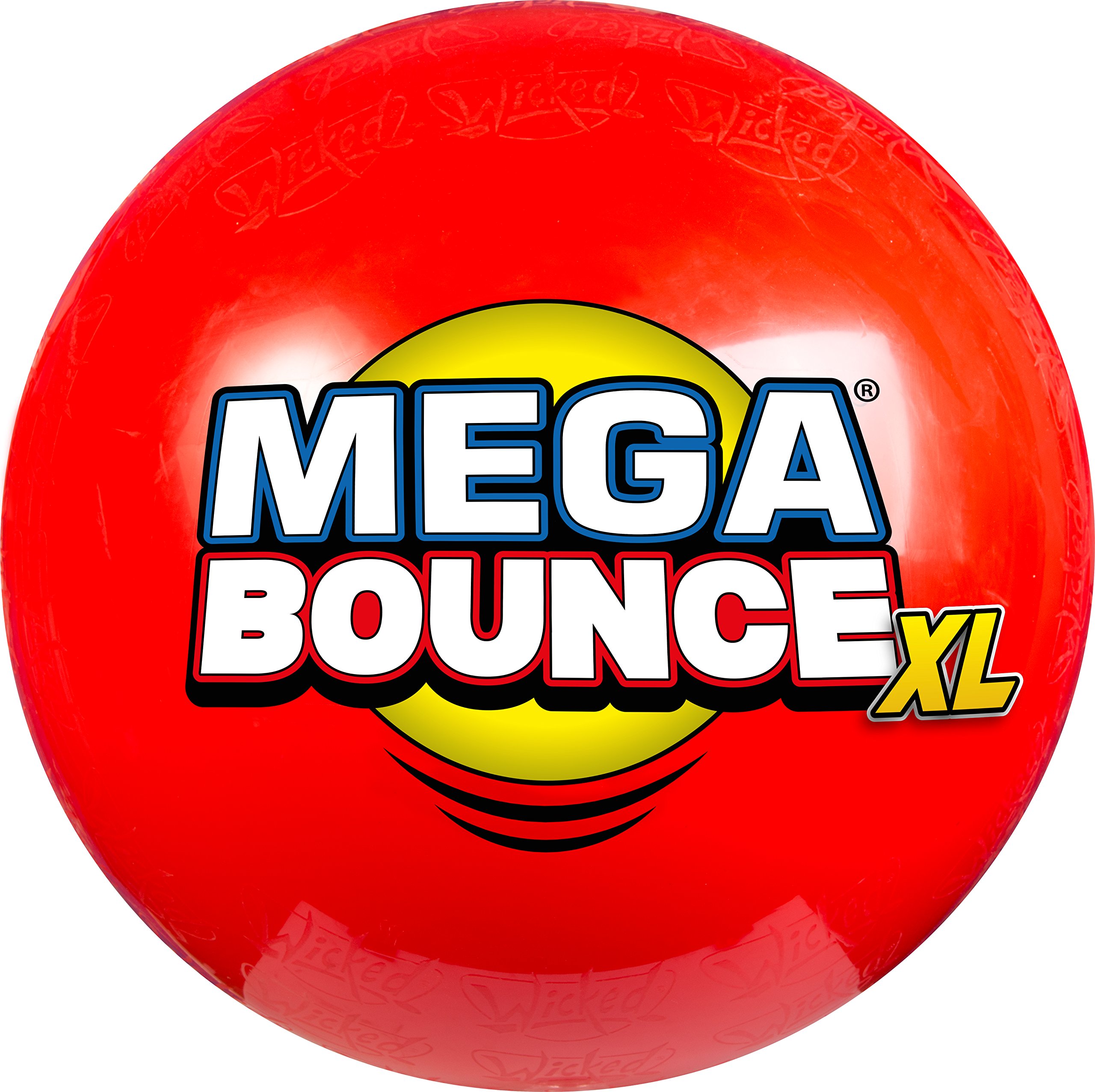 Wicked Mega Bounce XL - The World's Bounciest Inflatable Ball! Extra Large Bounce Ball for All Terrain Bounceability! Super Grip Graphics Outdoor Exercise Ball to Catch Easily. Blue or Red