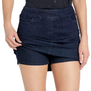 SLIM-SATION womens Wide Band Pull on Skort Shorts, Denim, 6 US