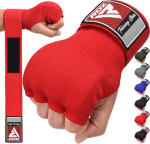 rdx gel boxing hand wraps inner gloves men women, quick 75cm long wrist straps, elasticated padded fist under mitts protection, muay thai mma kickboxing martial arts punching training bandages