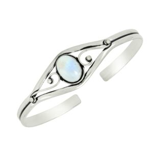 5.60 cts moonstone bangle for women silver overlay handmade vintage boho style jewelry mother's day gifts for mom wife