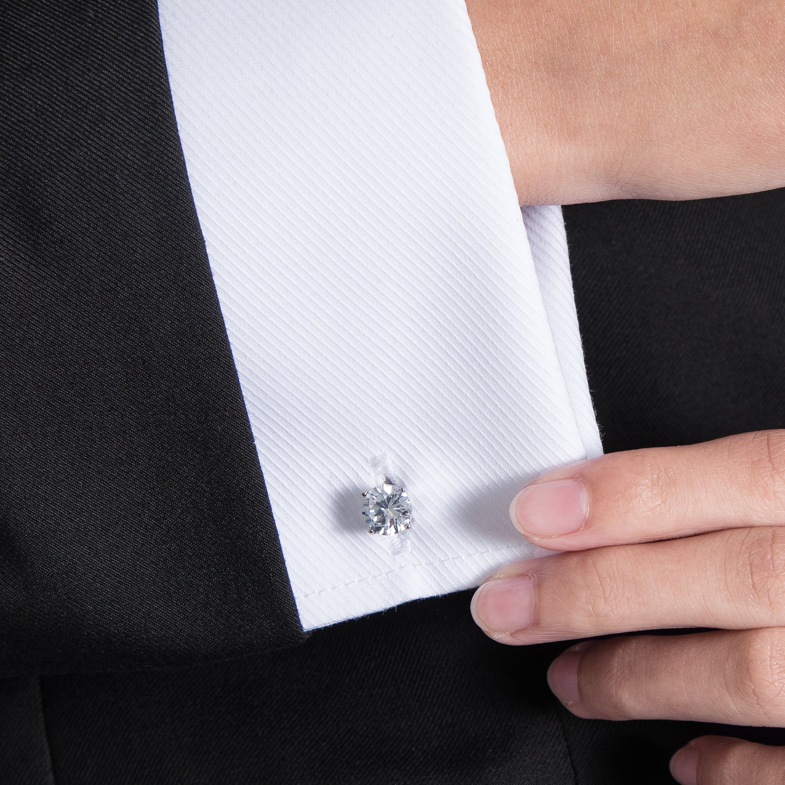 Mr.Van Swarovski White Crystal Cufflinks Glimmering Diamond Color Cuff Links Set for Wedding Party