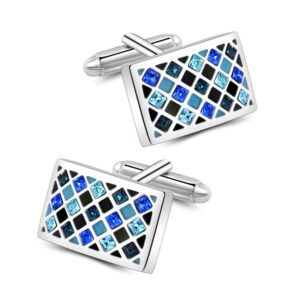 mr.van elegant swarovski crystal cufflinks blue glimmering cuff links set wedding christmas gifts for him