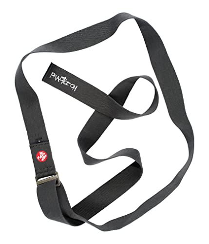 Manduka Align Yoga Strap - Lightweight Cotton, Secure, Slip Free Support, Thunder Grey, 1.75 Inch Wide, 8 Feet (244cm)