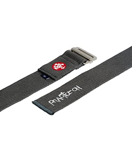 Manduka Align Yoga Strap - Lightweight Cotton, Secure, Slip Free Support, Thunder Grey, 1.75 Inch Wide, 8 Feet (244cm)