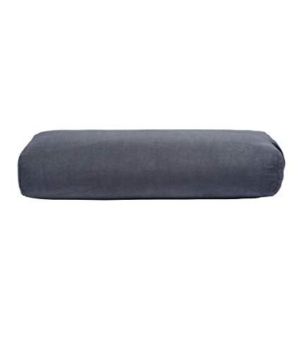 Manduka Yoga Rectangle Bolster Pillow - Firm, Removable eQua Cover, Easy Carry Handle - Thunder Grey, 28" x 11.75" x 5"