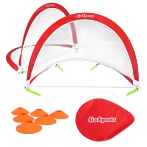 GoSports Portable Pop-Up Soccer Goals for Backyard - Kids & Adults - Set of Two Nets with Agility Training Cones and Carrying Case