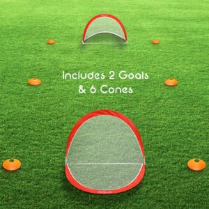 GoSports Portable Pop-Up Soccer Goals for Backyard - Kids & Adults - Set of Two Nets with Agility Training Cones and Carrying Case