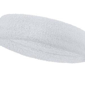 COUVER HB206 Long Terry Cloth Sports Head Sweatband for Large Head, 1 PC, White