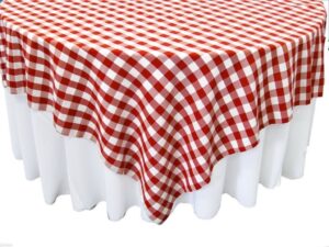 square 90x90 inch checkered tablecloth by runner linens factory (red & white)