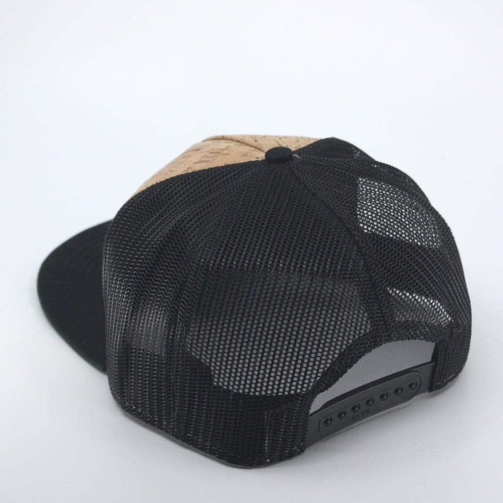 The Vintage Year Cork Square Cotton Flat Visor Mesh/Denim Adjustable Snapback Baseball Caps (Black Cork)