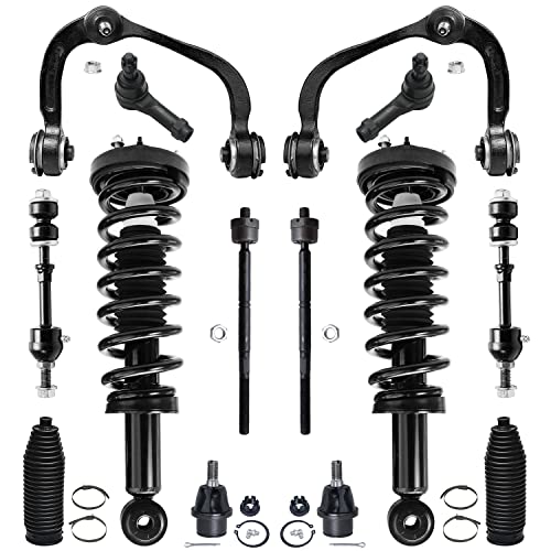 Detroit Axle - Front End 14pc Suspension Kit for 2005-2008 Ford F-150 Lincoln Mark LT, 2 Upper Control Arms, 2 Struts w/Coil Springs, 2 Lower Ball Joints 2 Sway Bars 4 Tie Rods 2 Boots Replacement