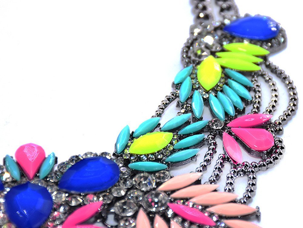 Lovage Colorful Resin Bubble Bib Statement Necklace Bohemian Chunky Collar Jewelry