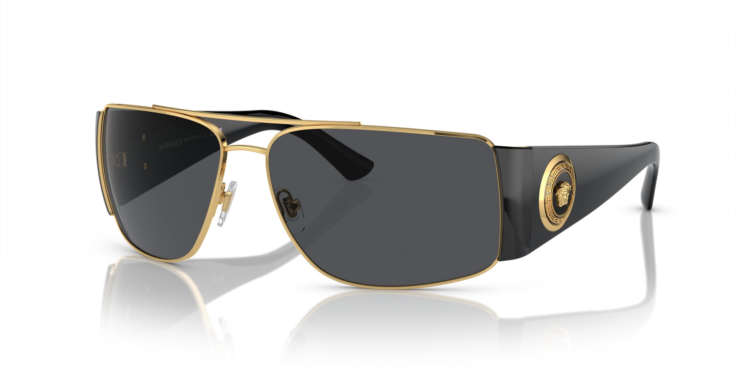 Versace Man Sunglasses Gold Frame, Dark Grey Lenses, 63MM