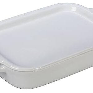 Le Creuset Stoneware Rectangular Dish with Platter Lid, 14 3/4" X 9", White