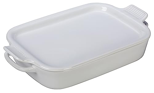 Le Creuset Stoneware Rectangular Dish with Platter Lid, 14 3/4" X 9", White